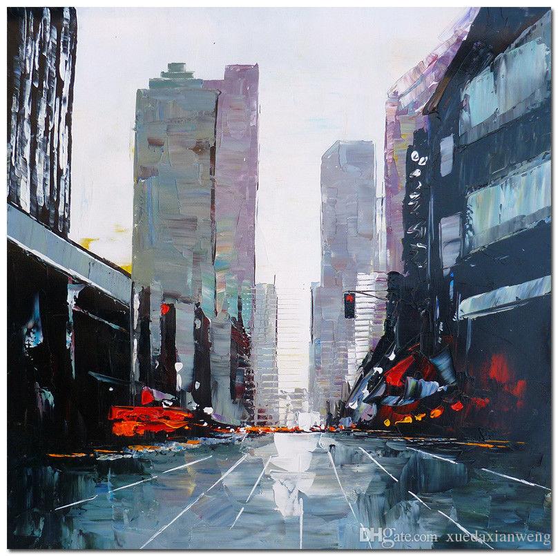 808x805 2018 Palette Knife New York Cityscape Oil Painting Art 808 - New York Cityscape Painting