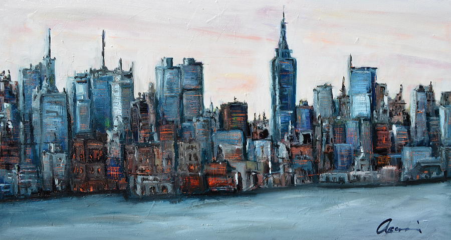 900x480 New York Skyline Painting By Michael Accorsi - New York Cityscape Painting