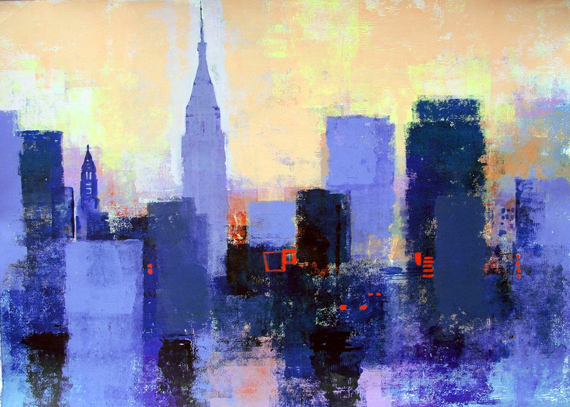 570x407 New York Skyline By Colin Ruffell - New York Cityscape Painting