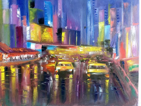 570x428 New York Cityscape Painting Manhattan Skyline New York Skyline - New York Cityscape Painting