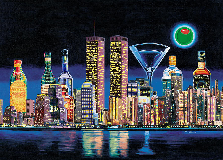 900x648 Olive Ny Painting By Tim Williams - New York Cityscape Painting