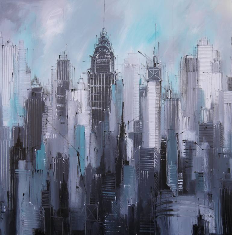 770x779 Saatchi Art Manhattan New York Cityscape Painting By Irina - New York Cityscape Painting