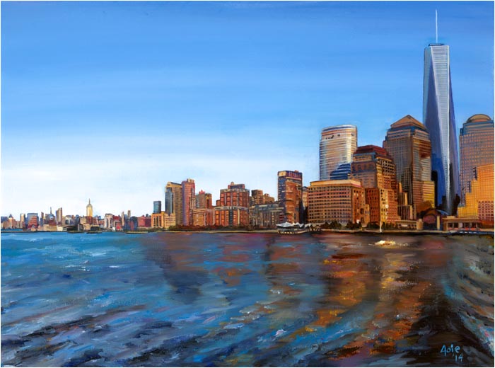 New York City Skyline Oil Painting - BHe