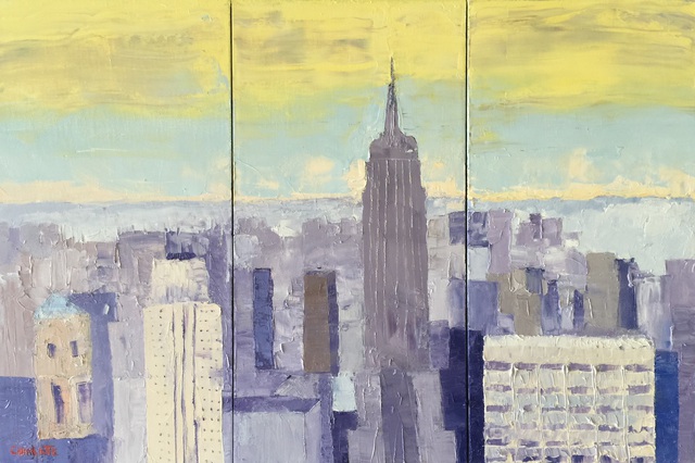640x426 Marino Chanlatte Artwork New York Skyline 2 Original Painting - New York Cityscape Painting