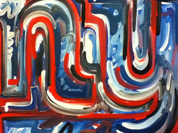 570x428 New York Giants Painting By Justin Patten Sports Art Football - New York Giants Painting