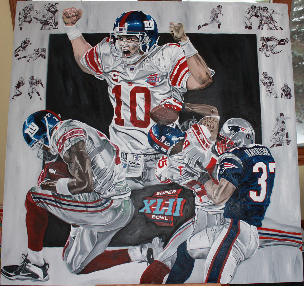 1024x966 New York Giants Super Bowl Xlii 4' X 4' Painting I Did - New York Giants Painting