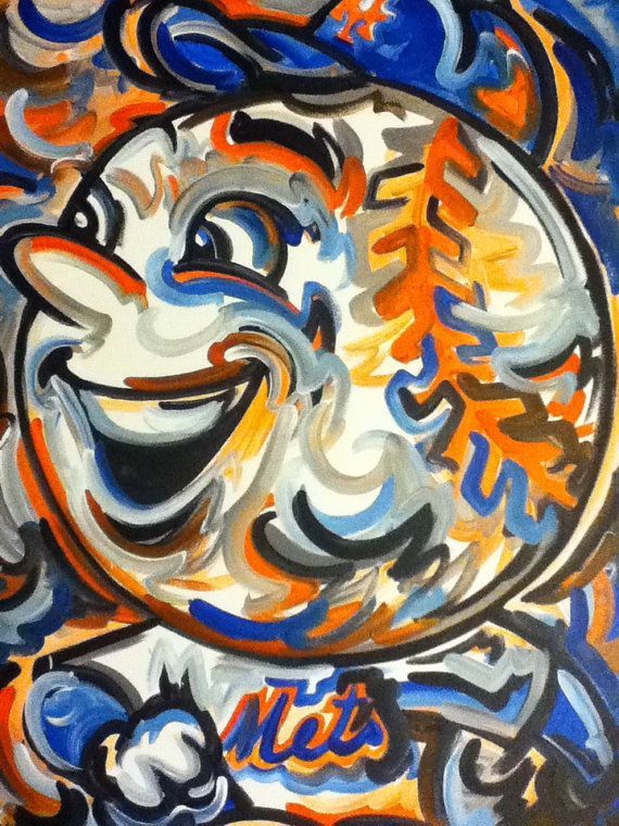 570x760 Mr. Met (Art By Justin Patten) New York Mets - New York Mets Painting