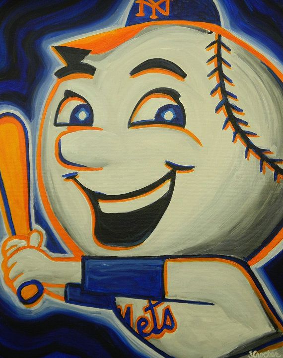 570x721 New York Mets Painting Sports Art Baseball By Crockerart On Etsy - New York Mets Painting