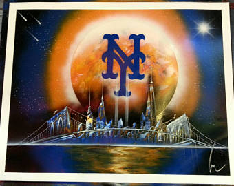 340x270 New York Yankees Spray Paint Art Space Painting - New York Mets Painting
