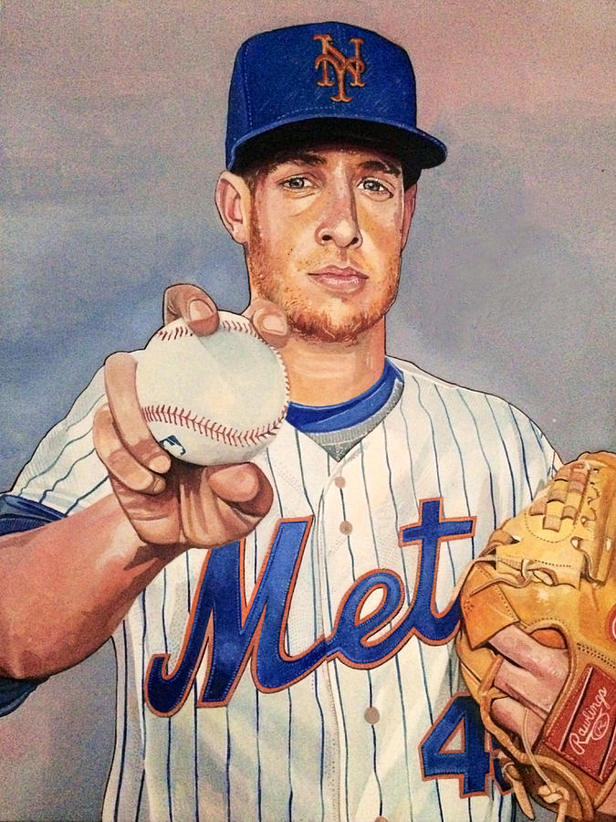 675x900 Zach Wheeler New York Mets Painting By Michael Pattison - New York Mets Painting