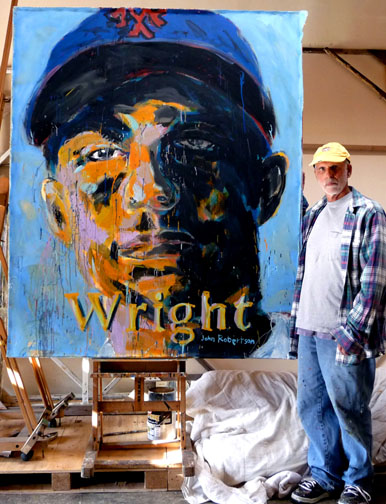 386x504 Baseball Art David Wright Ny Mets Sports Painting - New York Mets Painting