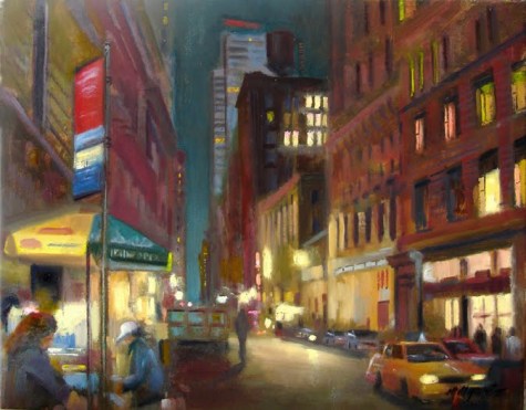 475x371 New York City Night Scenes, Paintings Of Manhattan Learn To Oil - New York Night Painting