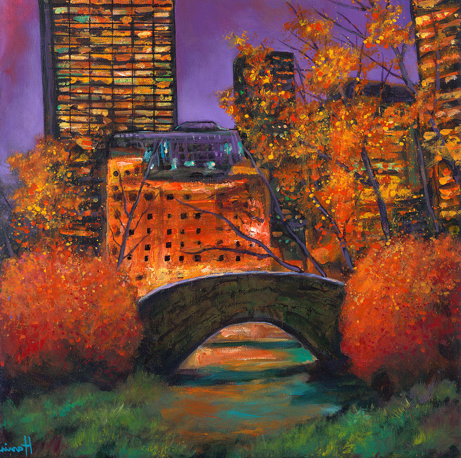 900x893 New York Night Painting New York City Night Autumn - New York Night Painting