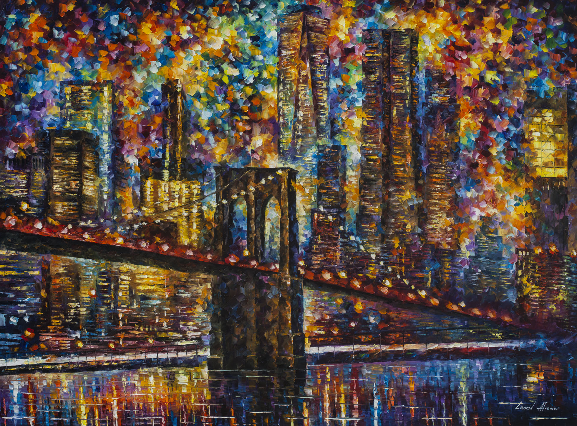 1960x1445 Night New York - New York Night Painting