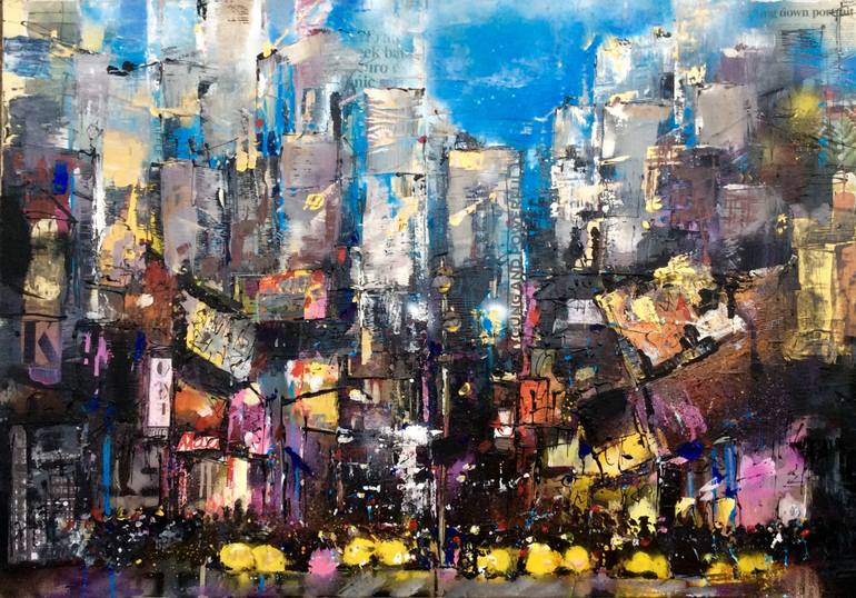 770x538 Saatchi Art New York , Night, Les Villes Painting By - New York Night Painting
