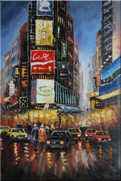 408x612 Framed New York Time Square Street Scene Oil Painting Cityscape - New York Oil Painting