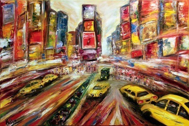 640x428 Helen Bellart Artwork New York Broadway Original Painting Oil - New York Oil Painting