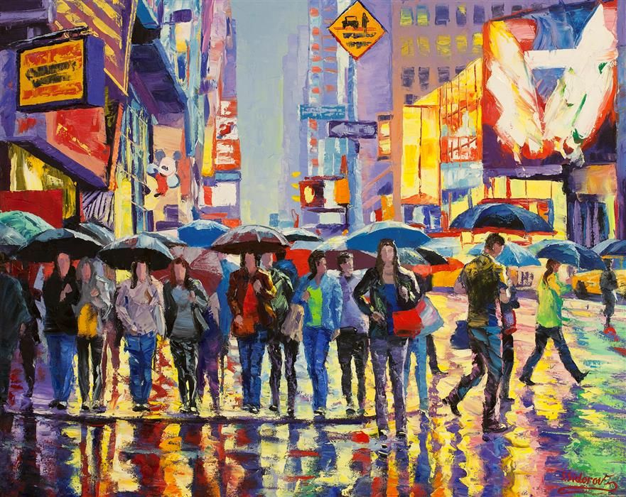 881x700 Love This Oil Painting From Ugallery. Busy Morning Street. New - New York Oil Painting