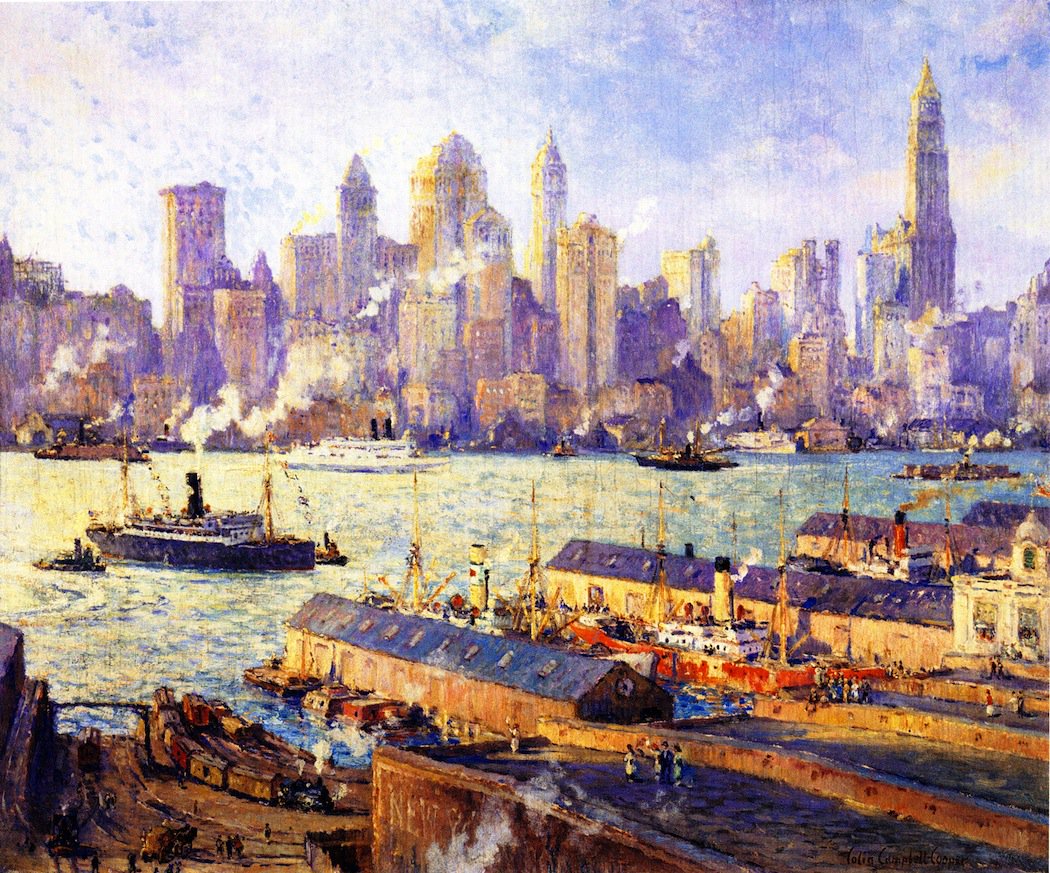 1050x873 New York From Brooklyn Painting Colin Campbell Cooper Oil Paintings - New York Oil Painting
