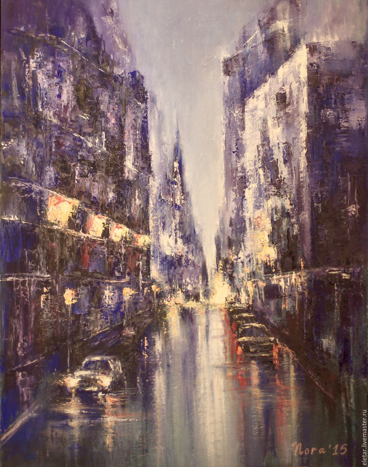 1183x1500 Rainy Evening In New York City Oil Painting On Canvas Landscape - New York Oil Painting