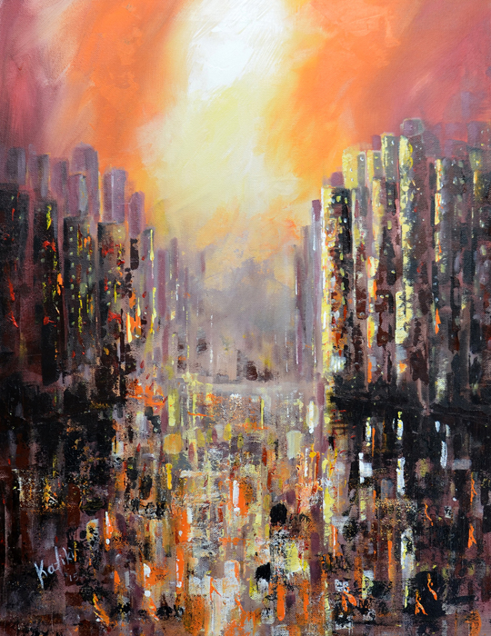 540x700 New York Abstract Painting - New York Painting