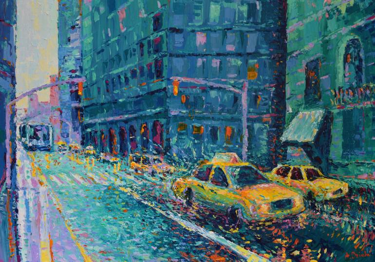 770x538 Saatchi Art Rainy Day In New York Painting By Adriana Dziuba - New York Painting