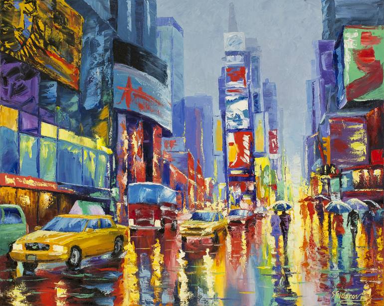 770x613 Saatchi Art Wet Weather Street. New York. Painting By Stanislav - New York Painting