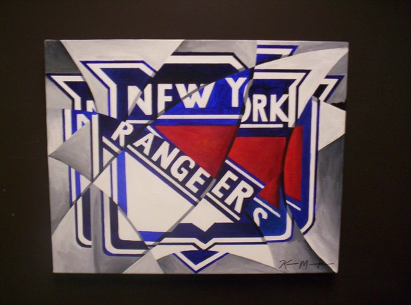 600x445 New York Rangers Abstract Painting By Kevin Monaghan - New York Rangers Painting