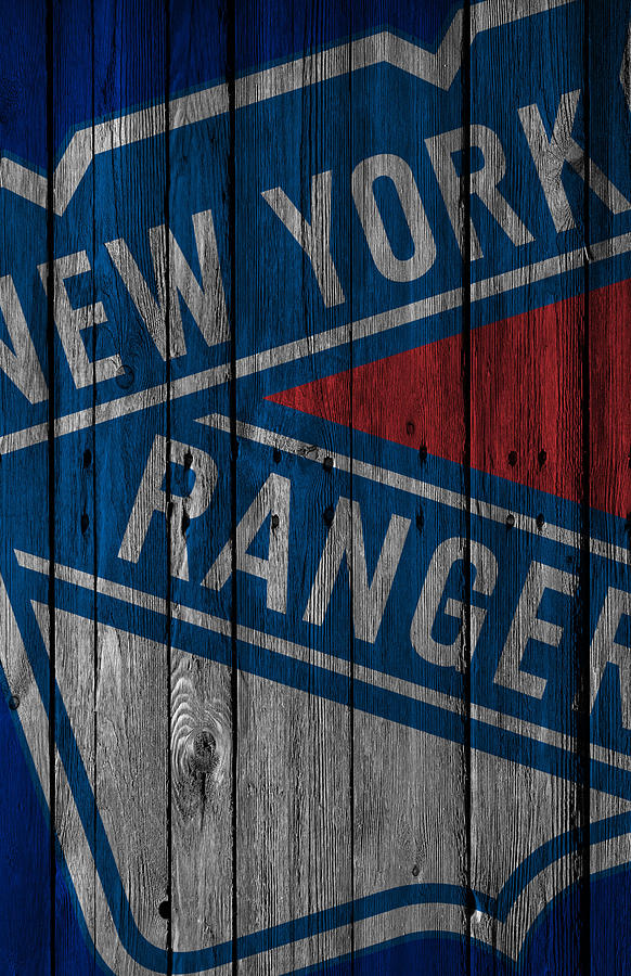 582x900 New York Rangers Wood Fence Painting By Joe Hamilton - New York Rangers Painting