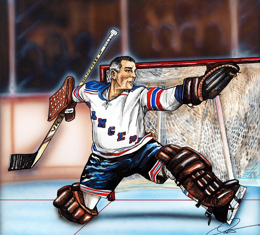 900x814 Eddie Giacomin Painting By Dave Olsen - New York Rangers Painting
