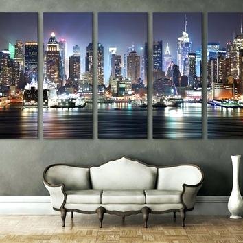 New York Skyline Canvas Painting at PaintingValley.com | Explore ...