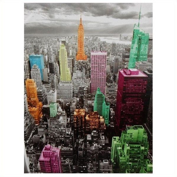 600x600 Oriental Furniture High Lights Of New York Skyline Canvas Wall Art - New York Skyline Canvas Painting