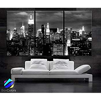350x350 Large Size Xlarge Modern Canvas Wall Art Black - New York Skyline Canvas Painting