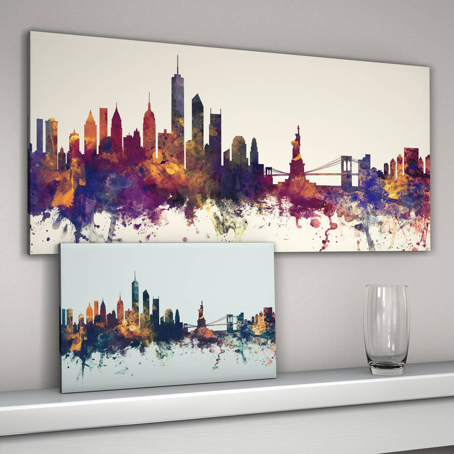 900x900 New York Cityscape Skyline Print By Artpause - New York Skyline Canvas Painting