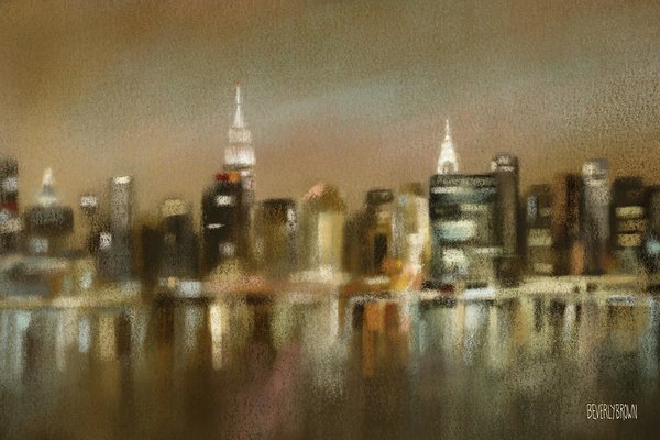 600x400 New York Skyline Painting In Luminous Earth Tones - New York Skyline Painting