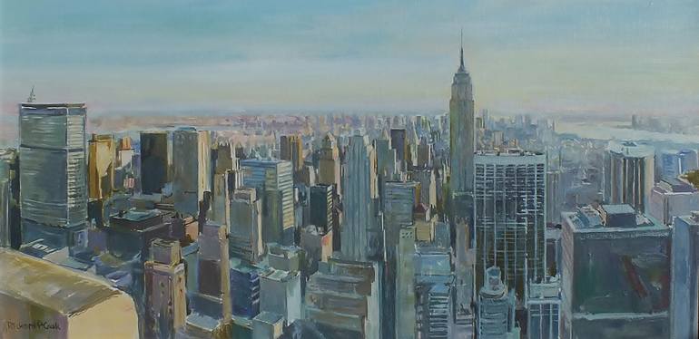 770x374 Saatchi Art Dusk - New York Skyline Painting