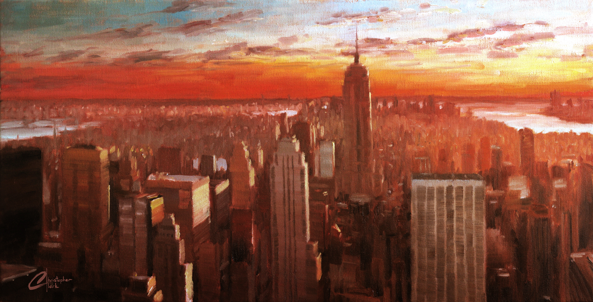 2000x1018 New York City Skyline Limited Edition - New York Skyline Painting