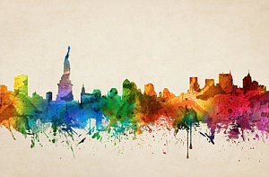 300x197 New York Skyline Silhouette Paintings Fine Art America - New York Skyline Silhouette Painting