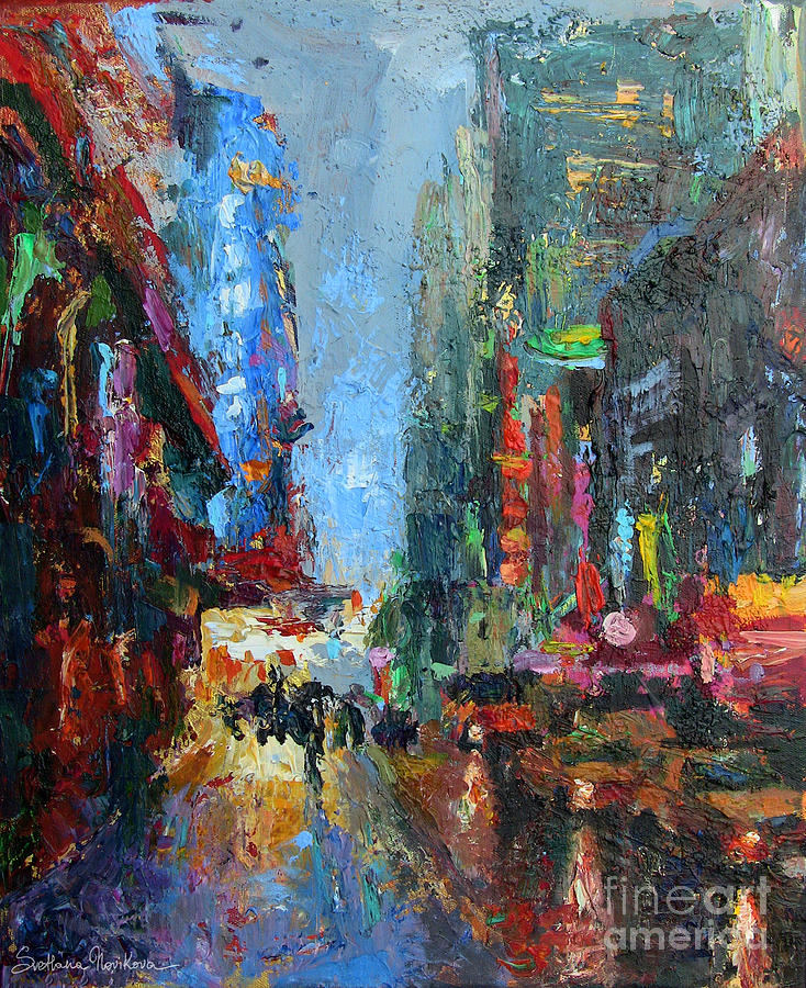 734x900 New York City 42nd Street Painting Painting By Svetlana Novikova - New York Street Painting