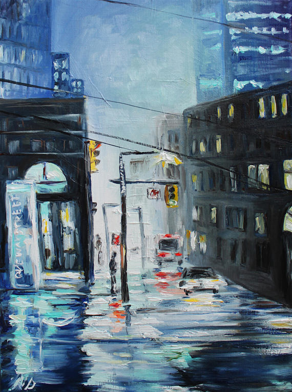 570x766 Urban Painting New York Street Painting Oil Cityscape New York Art - New York Street Painting