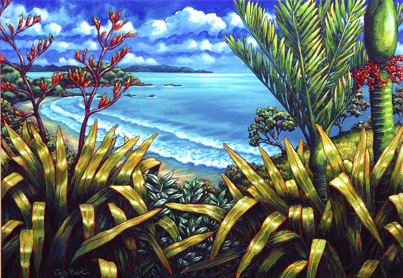 1400x966 Caz Novak New Zealand Artist Prints Coastal New Zealand - New Zealand Painting