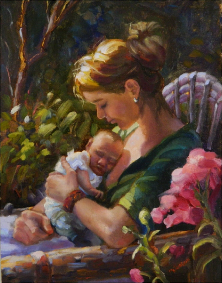741x944 Firstborn , 11x14, Oil, Maryanne Jacobsen Fine Art, Motherhood - Newborn Painting