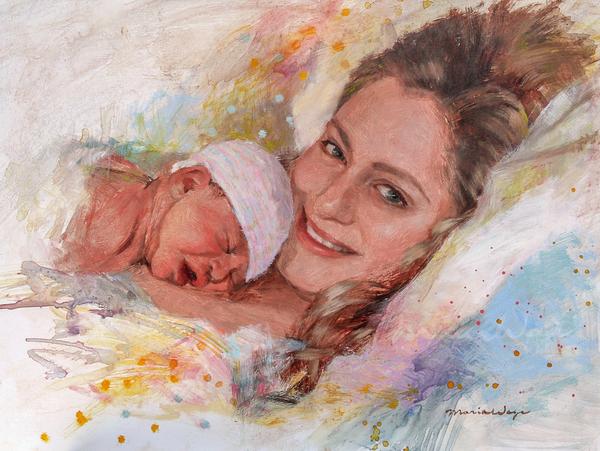 600x451 Custom Portrait Oil Painting 12x16 Two People Or Pets (30.48x40 - Newborn Painting