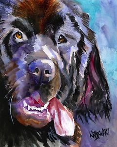 240x300 Newfoundland Dog Art Print Signed By Artist Ron Krajewski Painting - Newfoundland Dog Painting