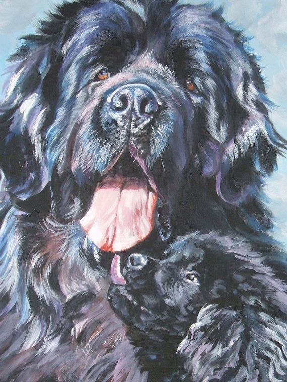 570x760 Pin By Malah Allen On Animals To Love Dog, Animal - Newfoundland Dog Painting