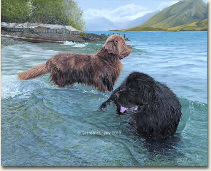 702x570 Someone To Watch Over Me' Mcsherry Oil Painting - Newfoundland Dog Painting