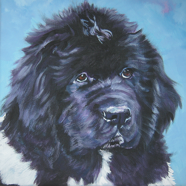 600x600 Landseer Newfoundland Puppy Painting By Lee Ann Shepard - Newfoundland Dog Painting