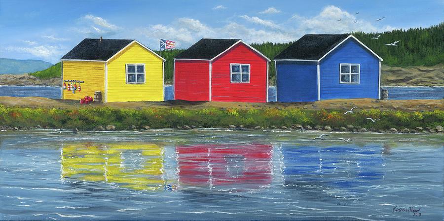 900x448 Newfoundland Fishing Shacks Painting By Kimberly Ropson - Newfoundland Painting