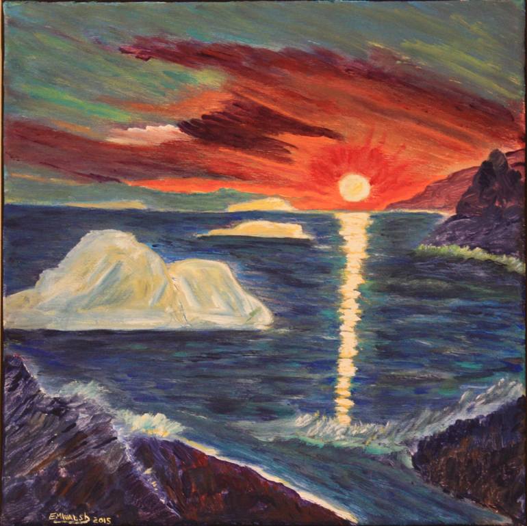 770x769 Saatchi Art Sunset Over Iceberg Alley Newfoundland Labrador - Newfoundland Painting