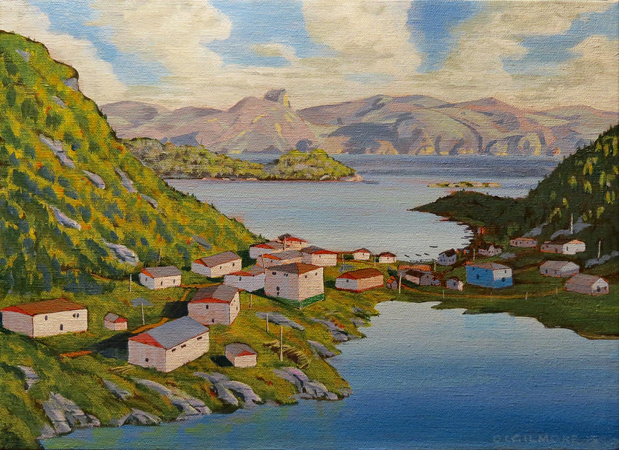 900x655 Gaultois Village Newfoundland Painting By David Gilmore - Newfoundland Painting